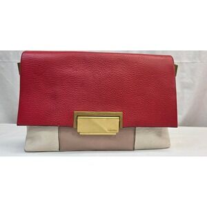 Calvin Klein Colorblock Leather Foldover Flap Chain‎ Shoulder Crossbody Bag